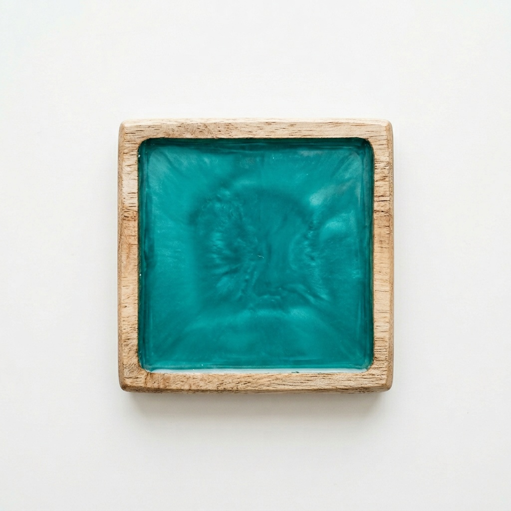 Resin pulling away from edges — bare border on teal coaster