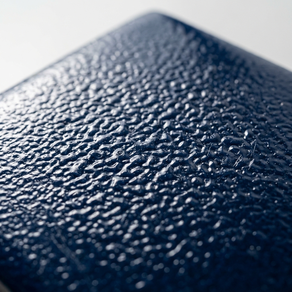 Orange peel texture on cured navy resin panel