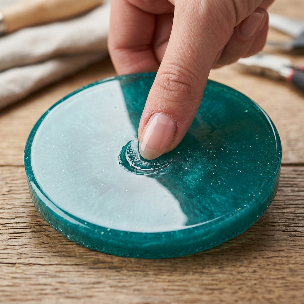 Soft spot — finger impression in under-cured resin area